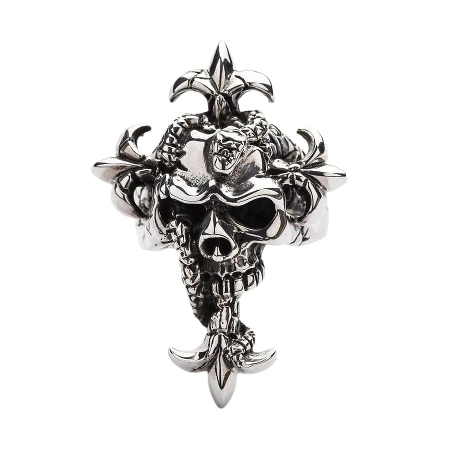 Snake Head Sterling Silver Skull Ring