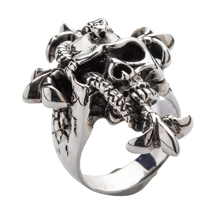 Snake Head Sterling Silver Skull Ring