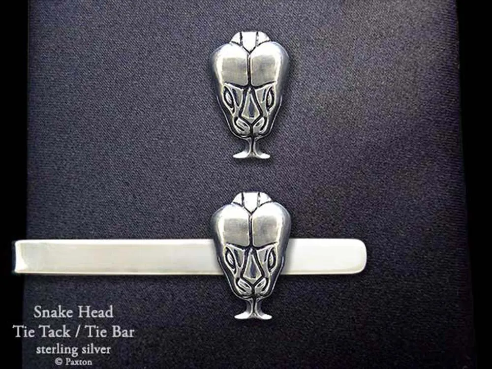 Snake Head Tie Tack or Snake Head Tie Bar / Tie Clip Sterling Silver