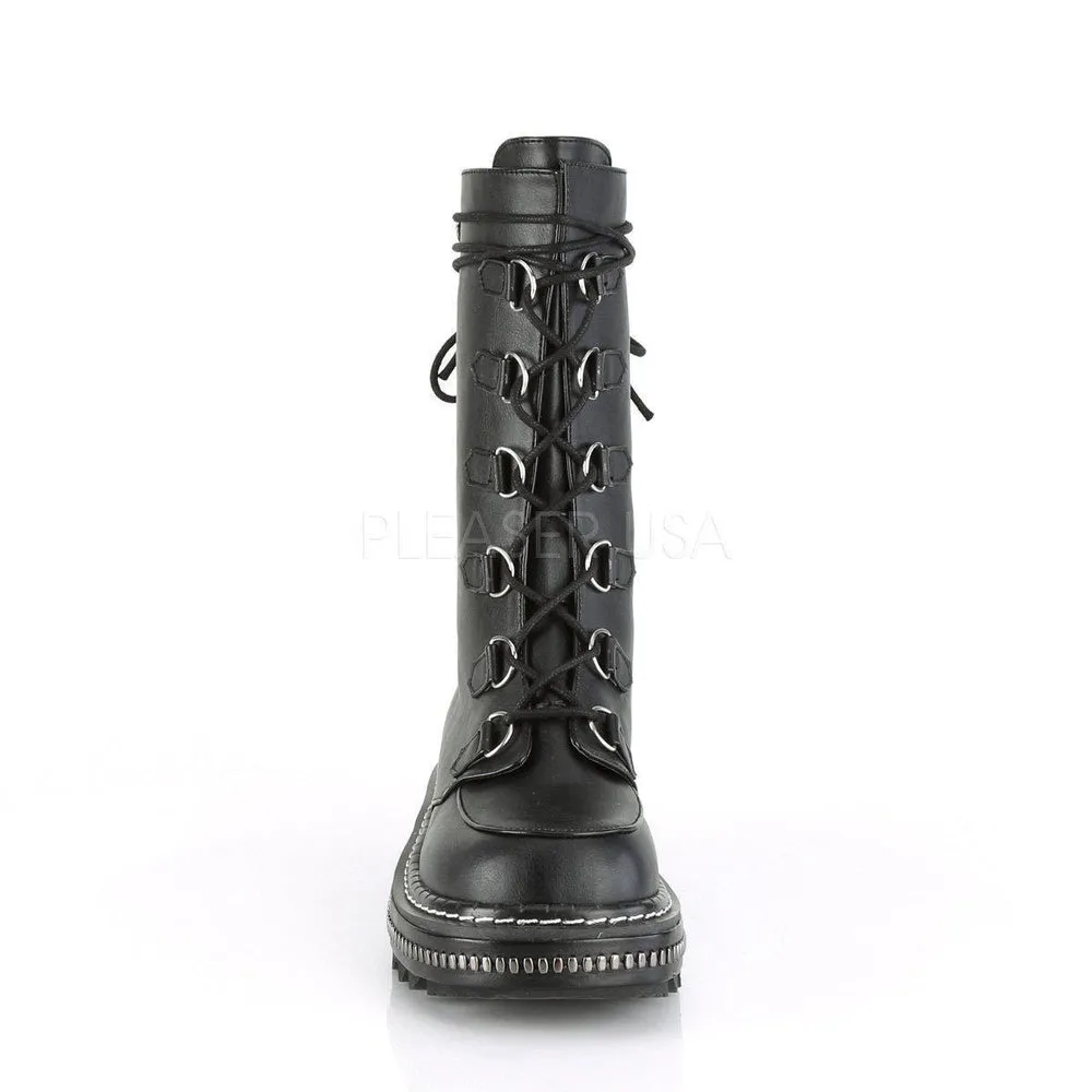 SS-LILITH-270 Gothic Ankle Boot | Black Faux Leather