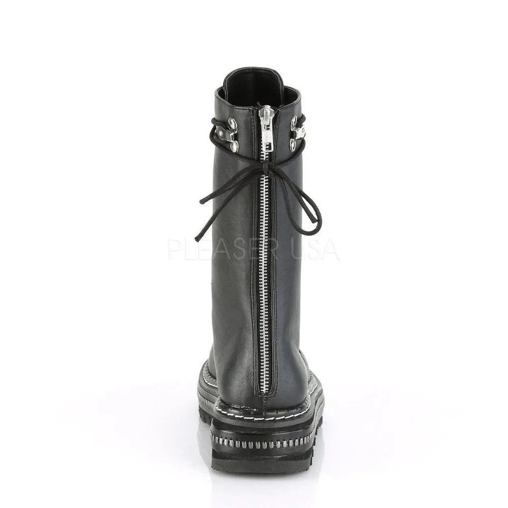 SS-LILITH-270 Gothic Ankle Boot | Black Faux Leather