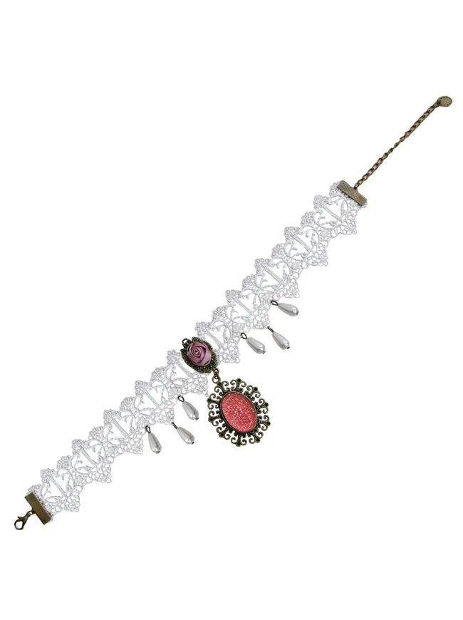 Steampunk Accessories Costume Cosplay Lace Choker Beads Chain Decorative Necklace