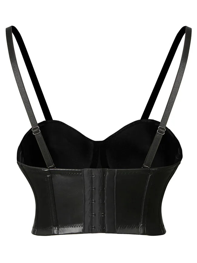 Steampunk Goth PU Leather Leopard Clubwear Bustier Crop Top Bra