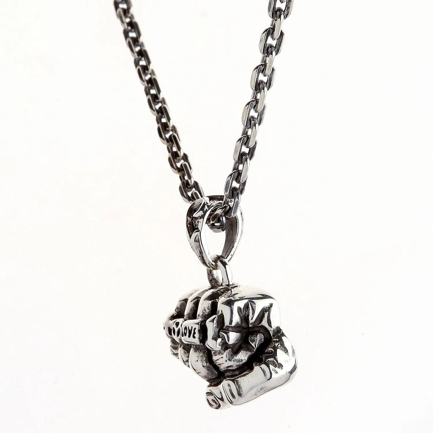 Sterling Silver Biker Fist Pendant