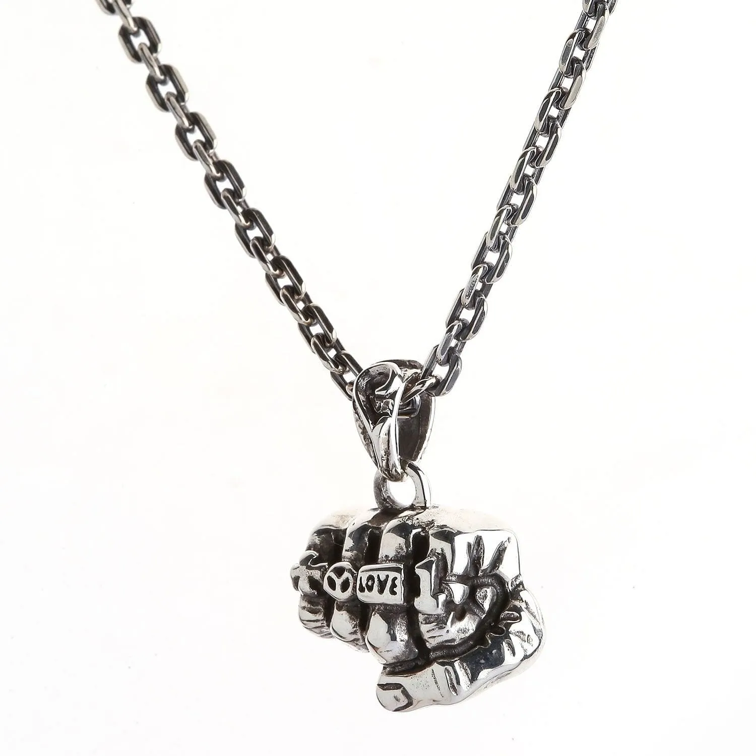 Sterling Silver Biker Fist Pendant