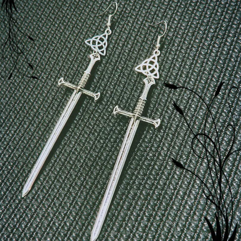 Sword Earrings silver color Classic eardrop All kinds of big sword Fashion Jewellery Novel charm women men gift Gothic mystical