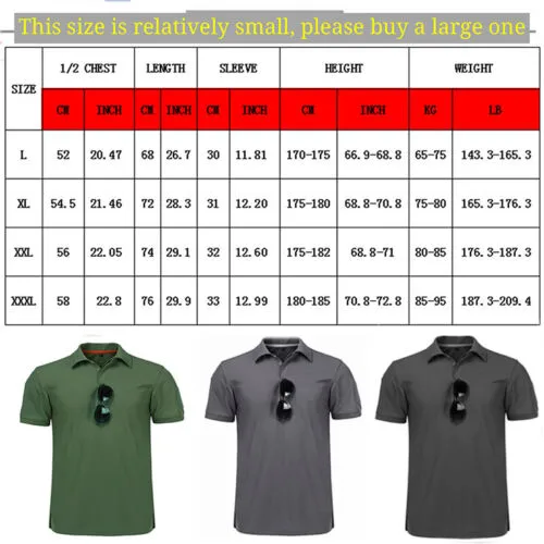 Tactical Mens Shirt Polo Short Sleeve Casual Quick Dry Combat Team Work T-Shirts
