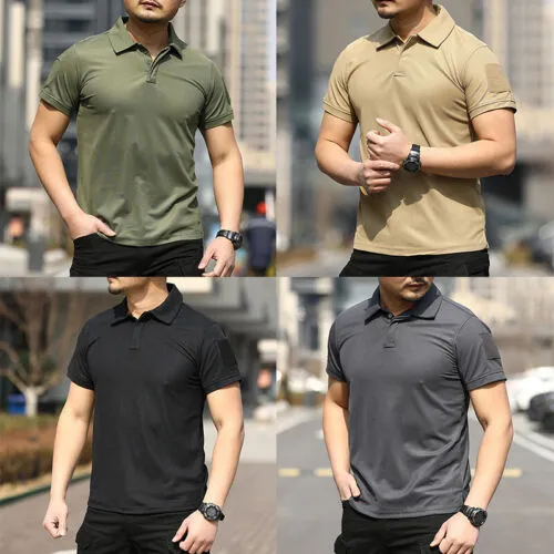Tactical Mens Shirt Polo Short Sleeve Casual Quick Dry Combat Team Work T-Shirts