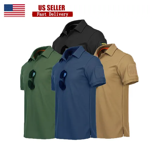 Tactical Mens Shirt Polo Short Sleeve Casual Quick Dry Combat Team Work T-Shirts