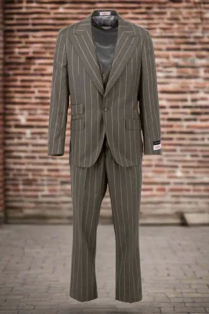 Tiglio Rosso Orvietto Taupe Pinstripe Semi Wide Leg TL5065 (IN STORE)