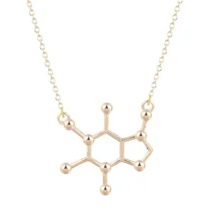 Todorova Gothic Minimalist Caffeine Necklace Gold Silver Molecule Pendant Chemistry Charm Anniversary Graduation Bridesmaid Gift