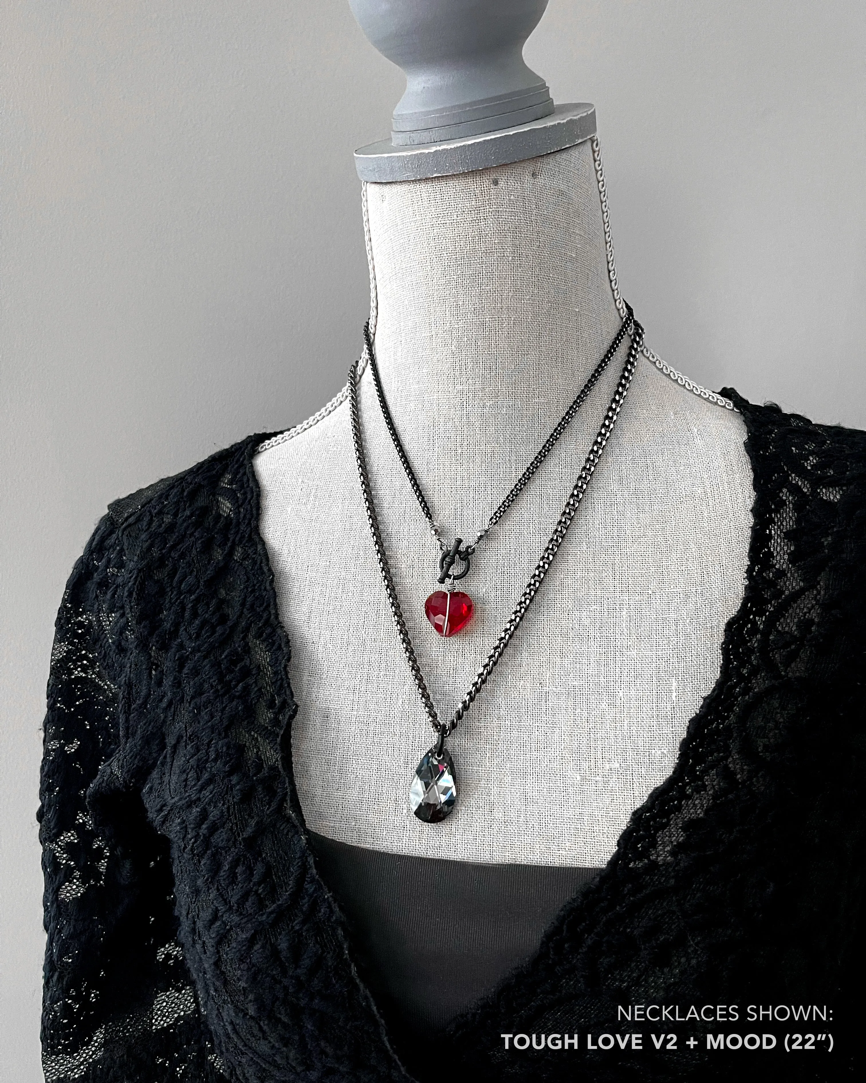 TOUGH LOVE V2 - Gothic Red Heart Pendant Necklace