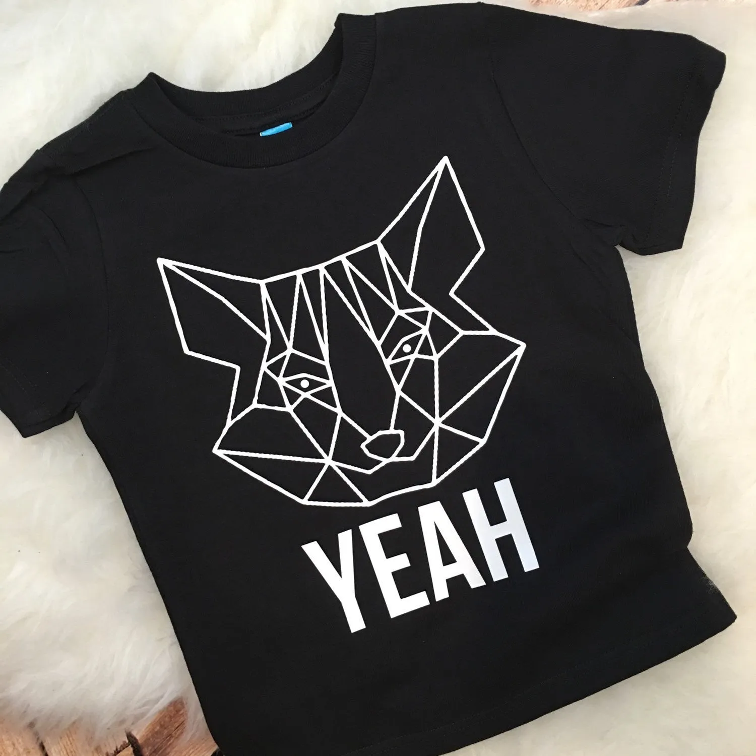 Trendy Geometric Fox Yeah Tee for Kids