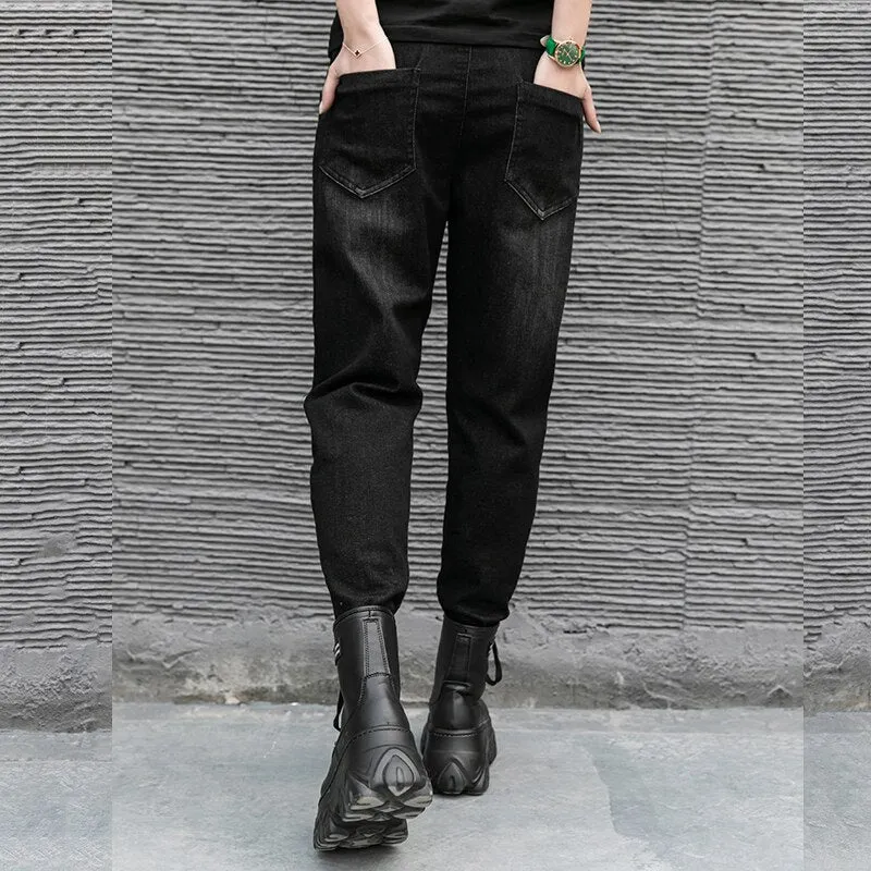 Trendy Punk Gothic Jeans Capri Women