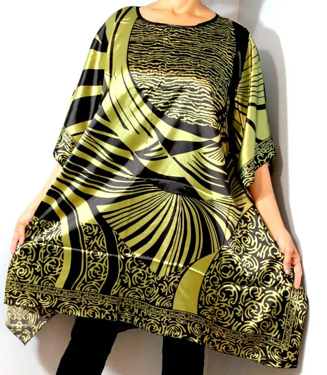 Tunic Top, Plus Size, Silky Satin, Printed and Trendy