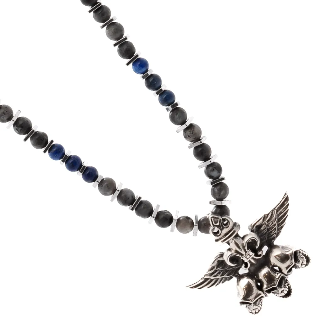 Unique Silver Skull Beaded Necklace