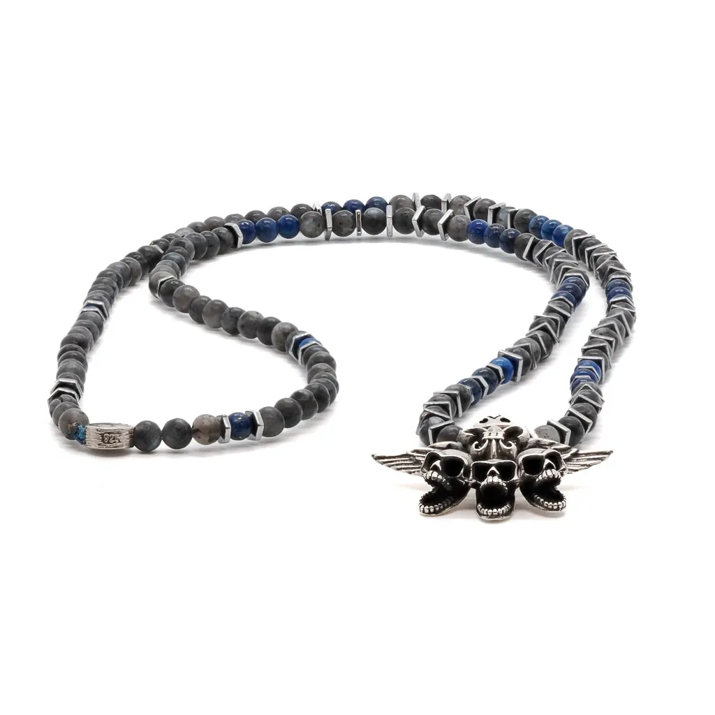 Unique Silver Skull Beaded Necklace