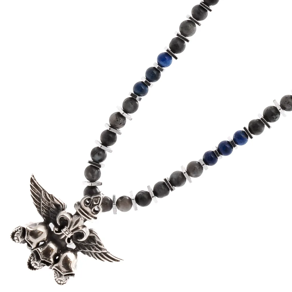 Unique Silver Skull Beaded Necklace