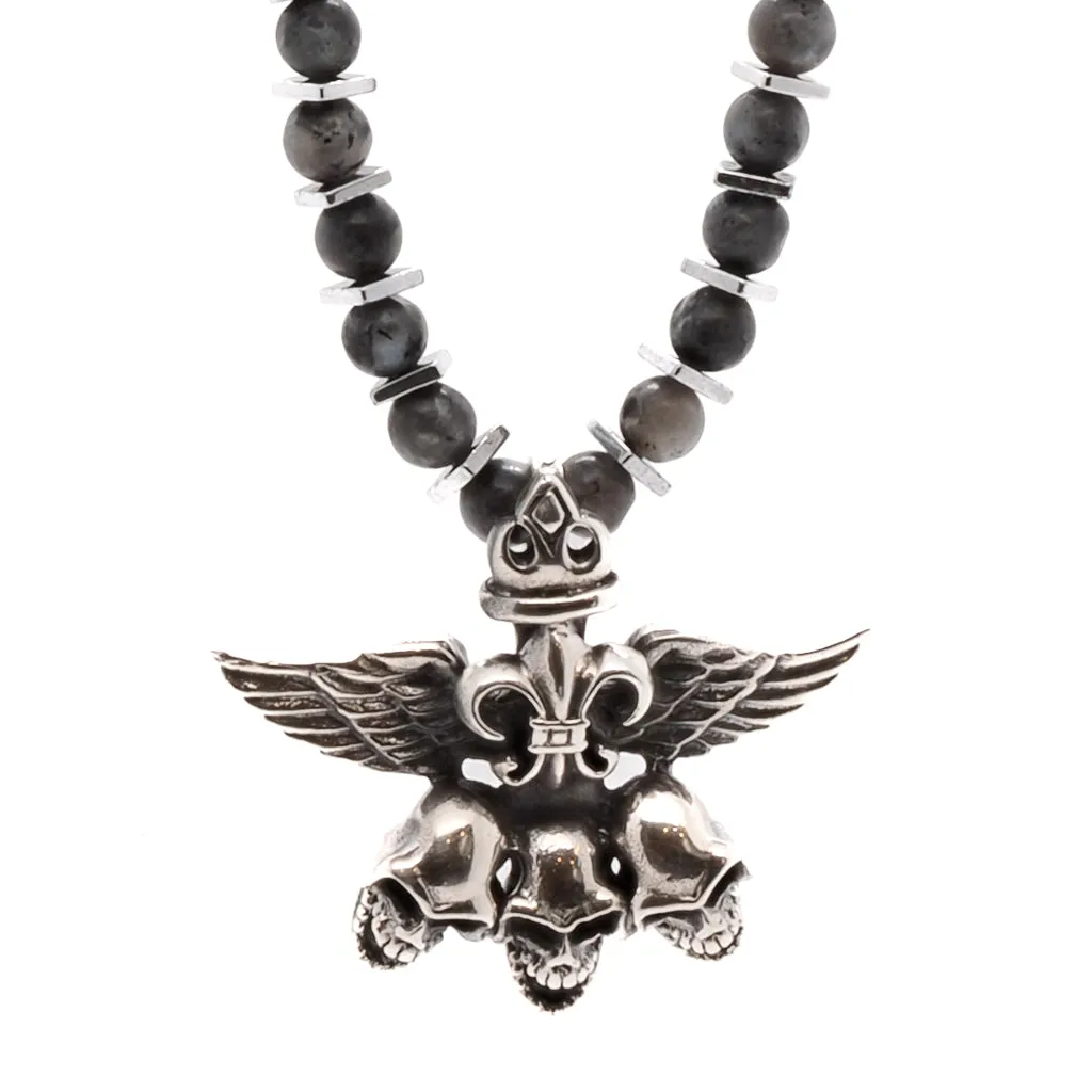 Unique Silver Skull Beaded Necklace