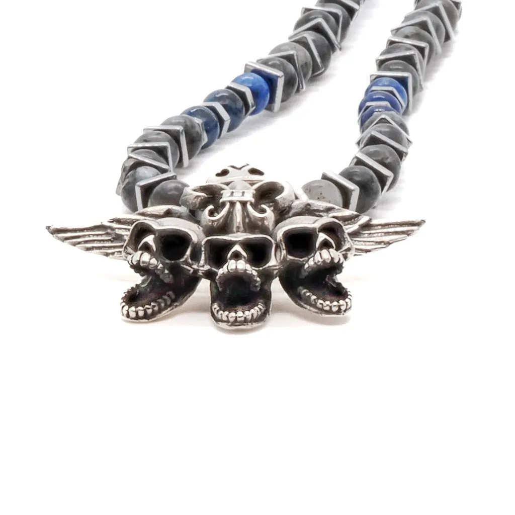 Unique Silver Skull Beaded Necklace
