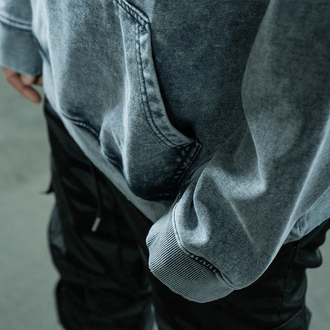 Universe 7 Oversized Heavy Weight Acid Wash Hoodie - Grey