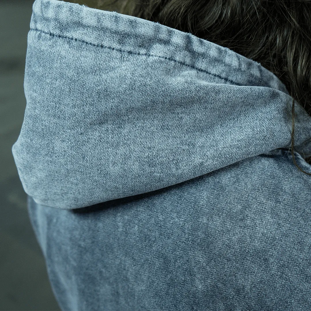 Universe 7 Oversized Heavy Weight Acid Wash Hoodie - Grey