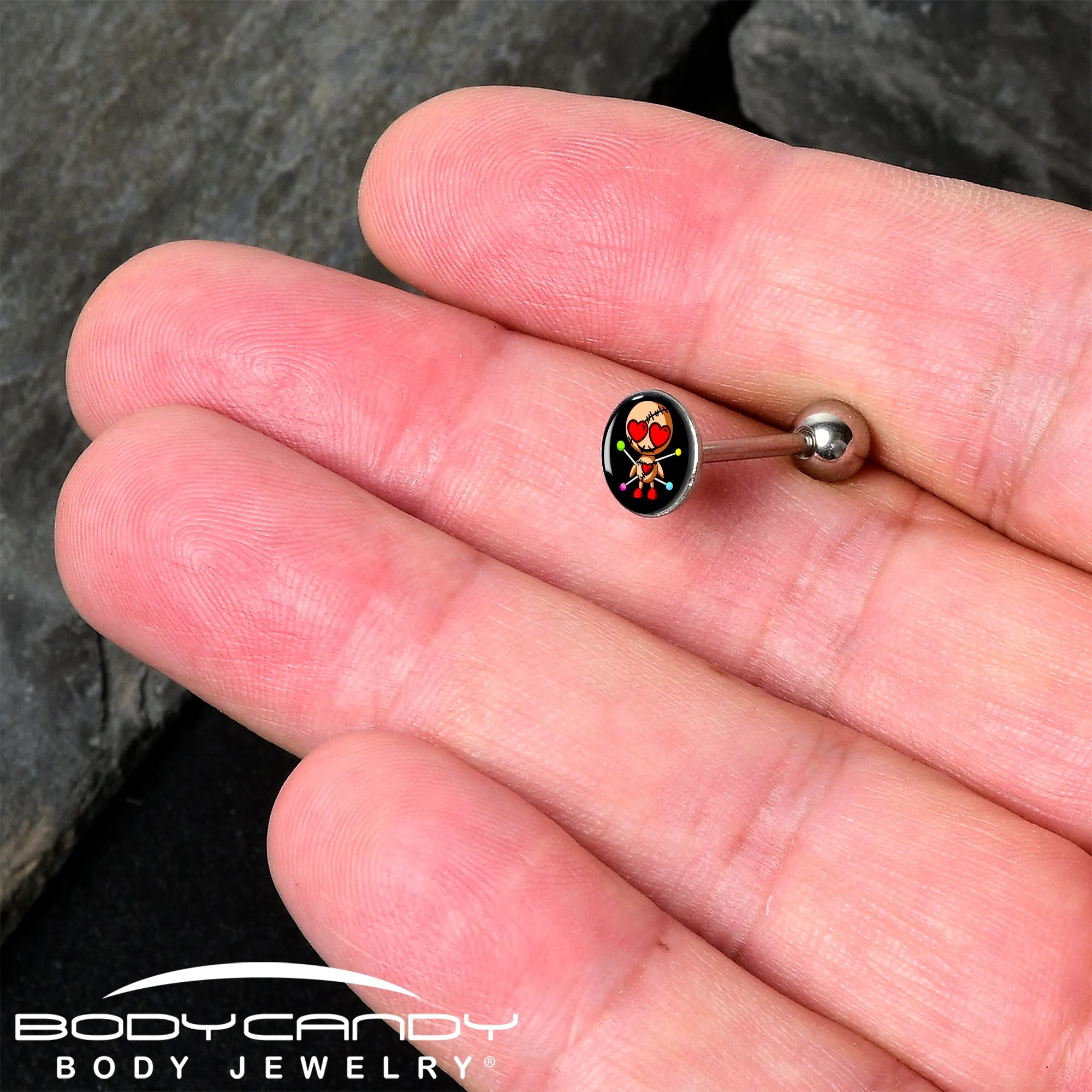 Valentine Heart Voodoo Doll Barbell Tongue Ring