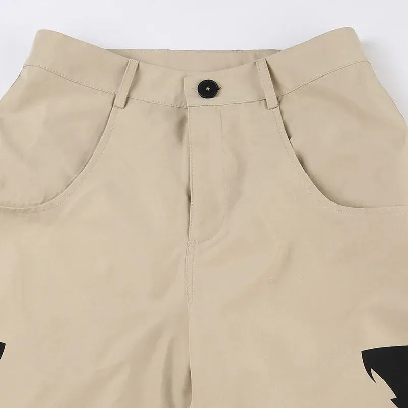 Vintage Ink Print Y2k Punk Baggy Cargo Pants