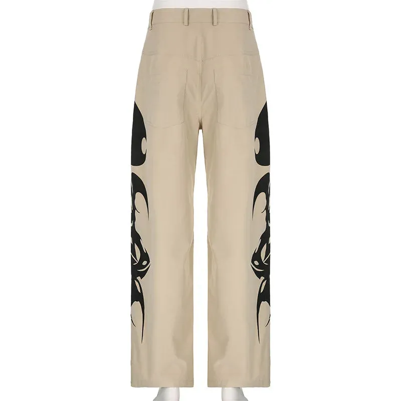 Vintage Ink Print Y2k Punk Baggy Cargo Pants