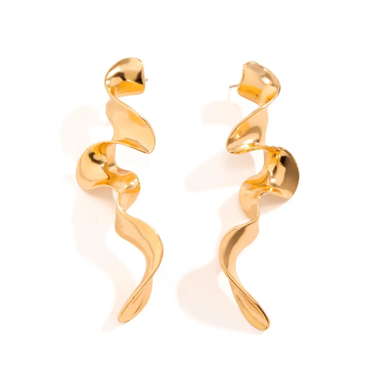 Vintage Irregular Geometric Long Wave Pendant Drop Earrings