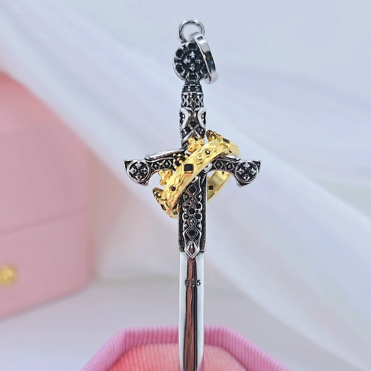 Vintage Punk Sword & Crown Charm