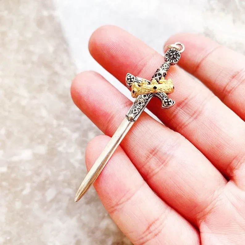 Vintage Punk Sword & Crown Charm