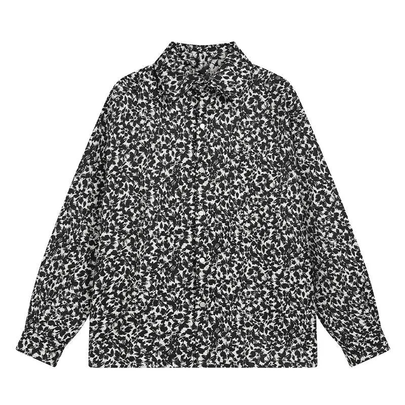 Vintage Shirts Long Sleeve Polo Neck Fashion Casual Loose Autumn Button High Street Tops Gothic