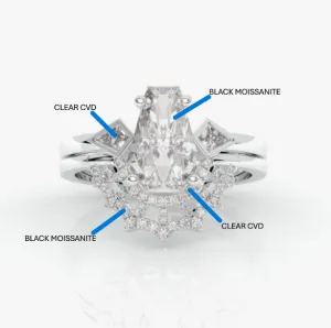 VIP LOVE SPELL- Coffin Cut Diamond Spider Web Gothic Wedding Ring Set