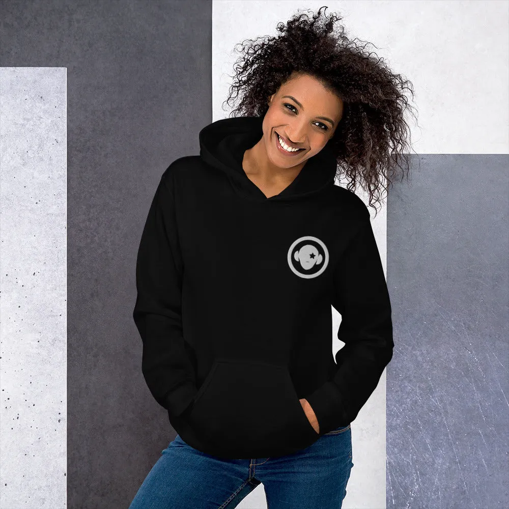 Warm and cozy cotton blend, double stitched women's hoodie with circle logo