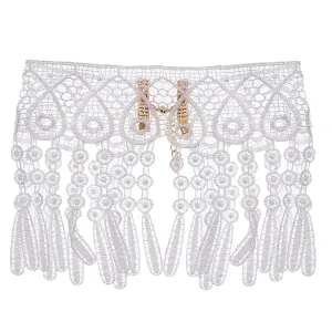 White Fringe Lace Choker Necklace
