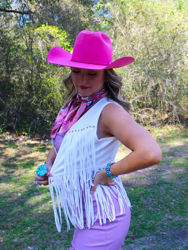 Wind Runner Fringe Suede Vest, Ivory