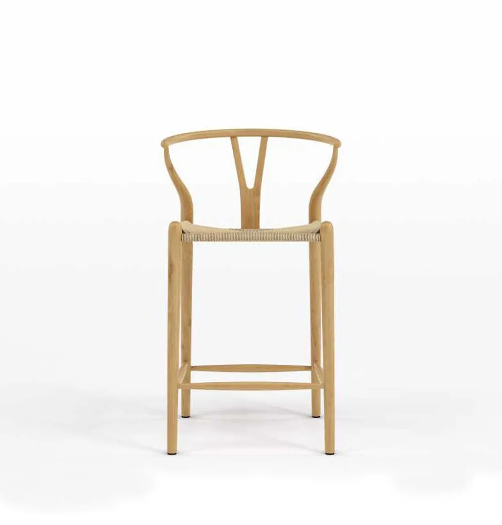 Wishbone CH24 Y Chair Counter Stool - Ash & Natural Cord - Reproduction