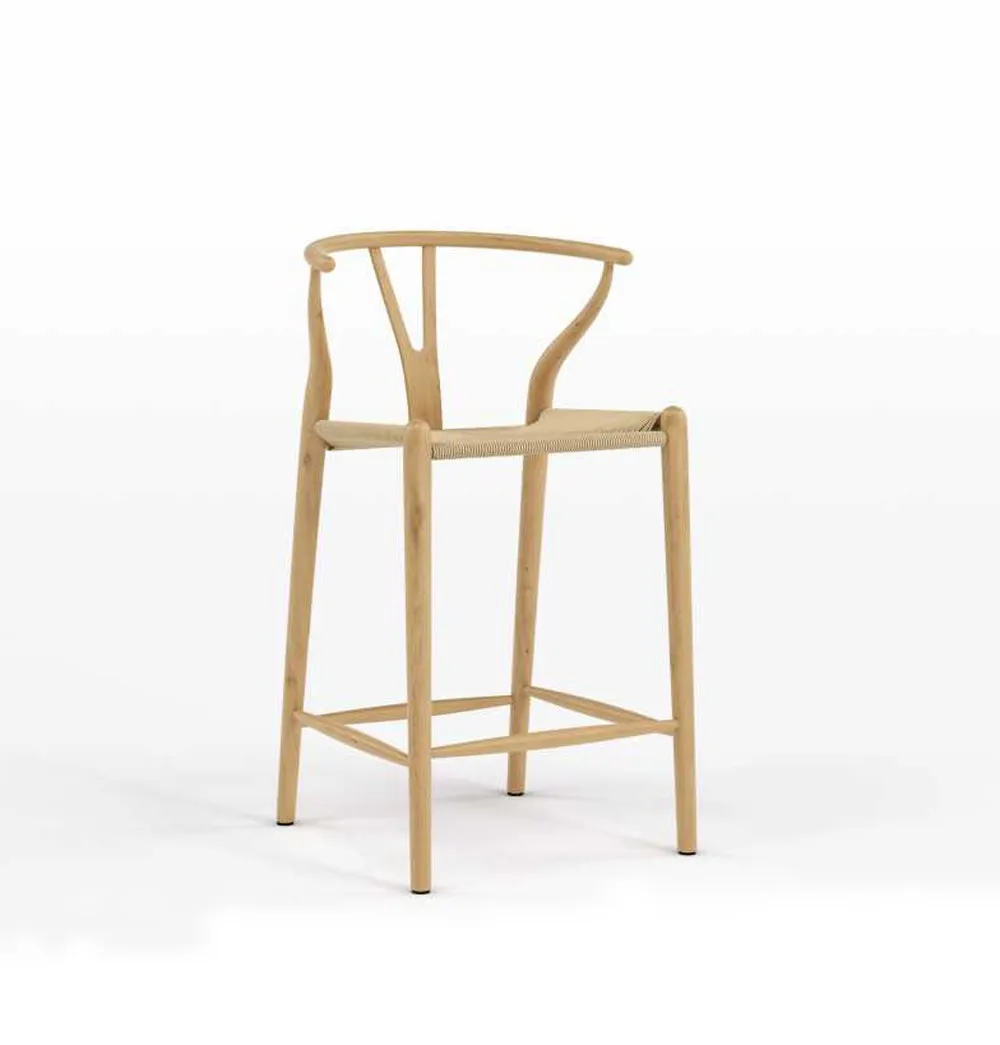 Wishbone CH24 Y Chair Counter Stool - Ash & Natural Cord - Reproduction
