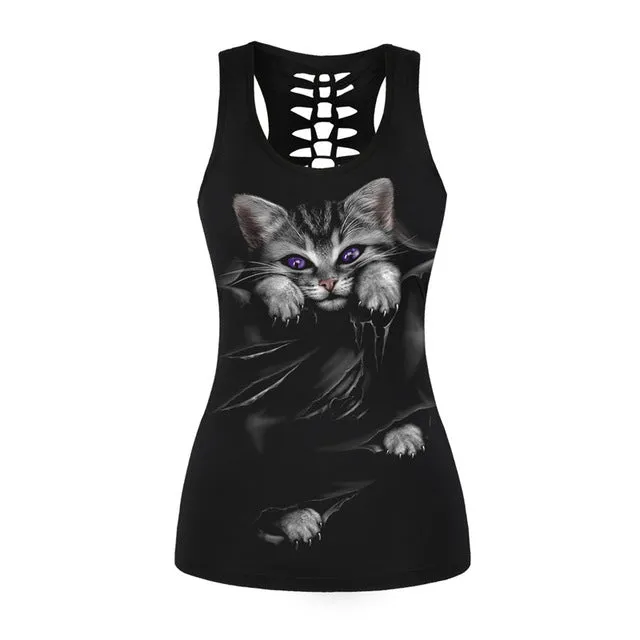 Women Cat Tank Top
