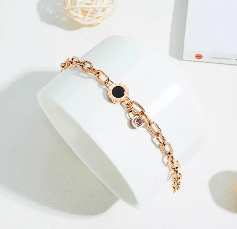 Women's Vintage Punk Roman Numerals Stainless Steel Bracelet - Gothic Hip Hop Charm Wrist Jewelry