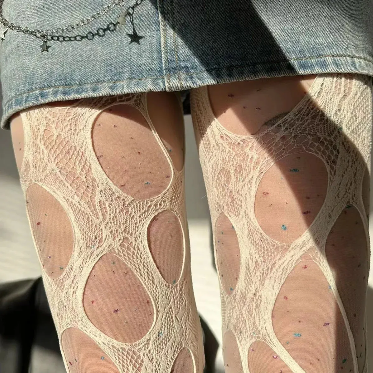 Y2K Sexy Lace Torn Fishing Net Stockings