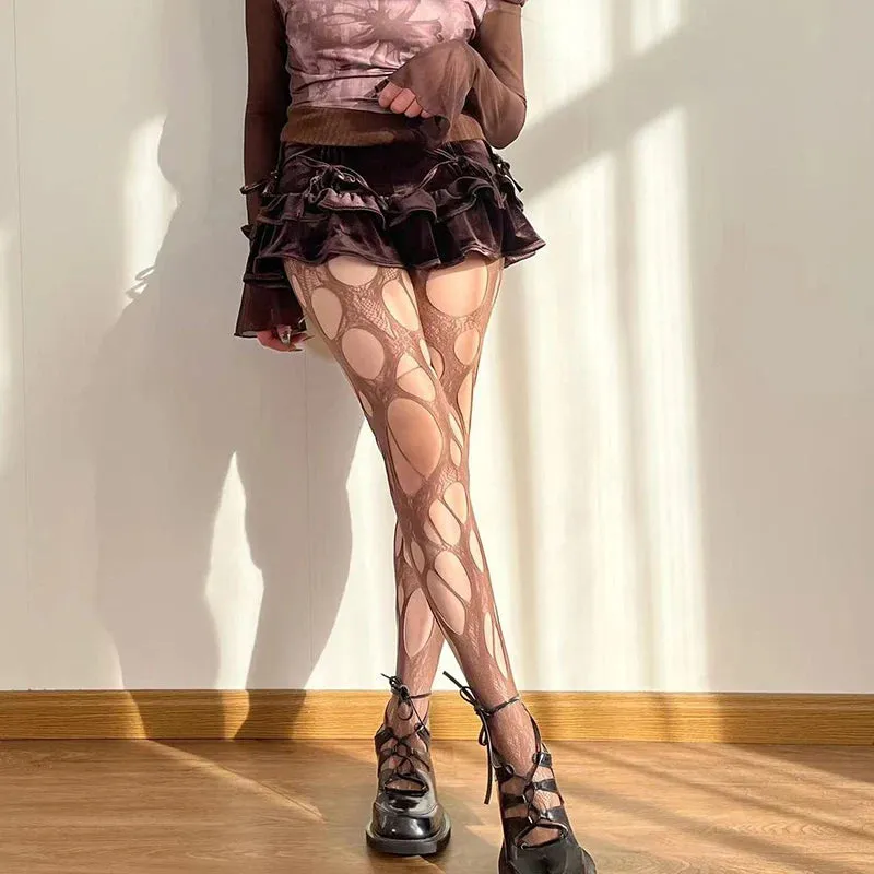 Y2K Sexy Lace Torn Fishing Net Stockings